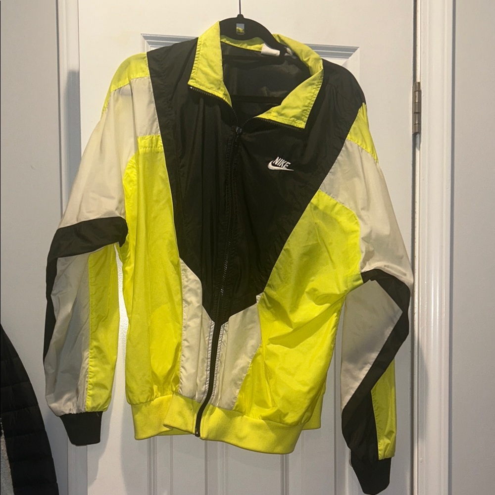 Nike vintage Black and Neon yellow windbreaker jacket wind breaker